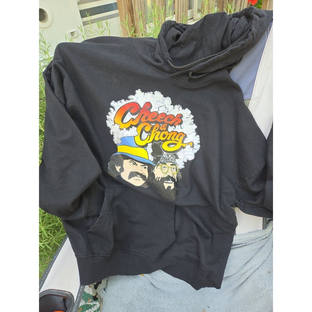 Cheech and Chong Smoke Cloud Graphic Hoodie Black Mens 2XL 420 Streetwear